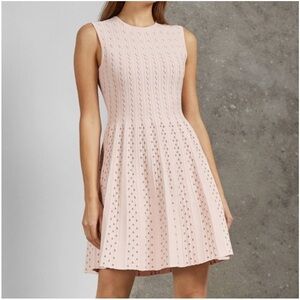 Ted Baker London Light Pink Knitted Sleeveless Skater Skirt Size 1